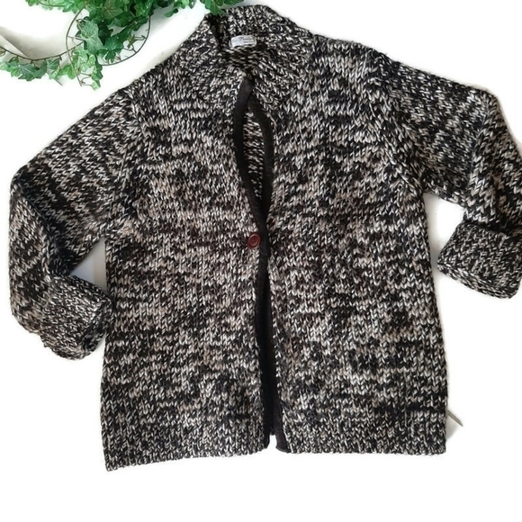 LISA PAOLIERI Designer deep brown marled cardigan Wool blend. Chunky Sz M - Picture 6 of 8
